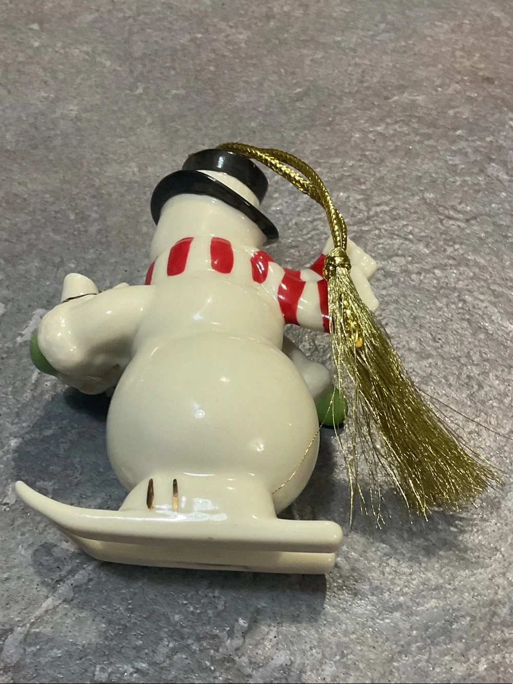 Lenox White Ceramic Snowman with Black Hat and Red Scarf